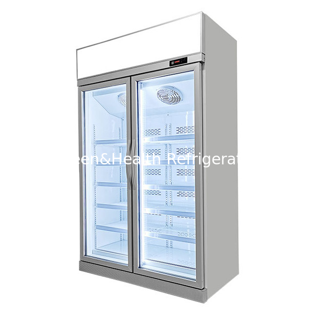 Các siêu thị thương mại / cửa hàng hai cửa kính được trang bị tủ lạnh hiển thị đông lạnh