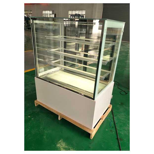 Tủ trưng bày bánh kem nhiều tầng góc phải trắng/đen bằng kính thép không gỉ