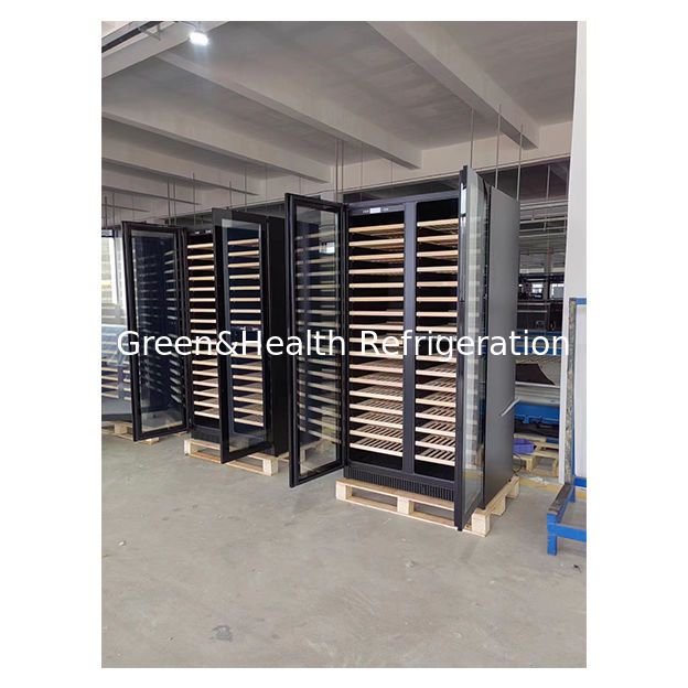 Giấy chứng nhận ETL 68 chai Hai cửa kính Hai vùng nhiệt độ độc lập Cây sồi gỗ sồi Cung cấp rượu vang đỏ Tủ đông lạnh