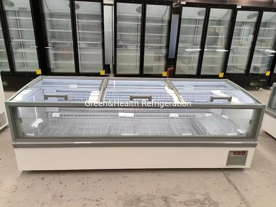 Tủ đông siêu thị Island Freezer không đóng tuyết, tủ đông sâu cho thịt với đèn LED