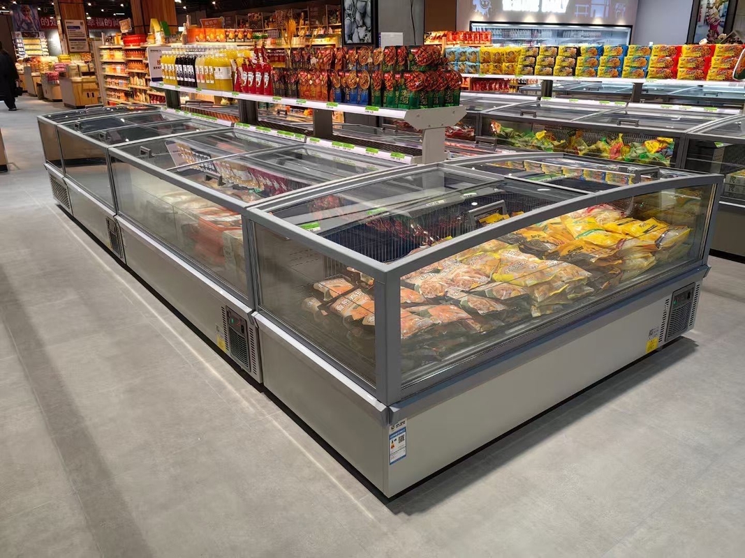 Tủ đông siêu thị Island Freezer không đóng tuyết, tủ đông sâu cho thịt với đèn LED