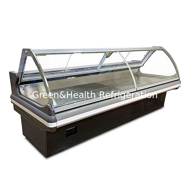Tủ đông trưng bày thịt tươi kiểu Châu Âu, dạng nằm ngang, siêu thị, nắp lật