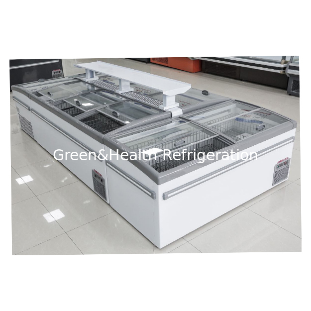 Tủ trưng bày đảo lạnh siêu thị/cửa hàng thương mại lớn nằm ngang