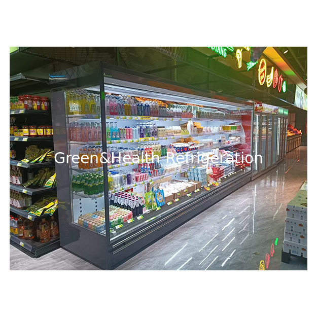 góc phải 5 tầng siêu thị trái cây / rau / sữa tủ lạnh mở tủ đông