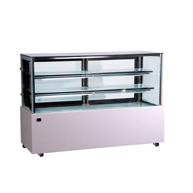 Bán hàng trực tiếp từ nhà máy Tủ trưng bày bánh kem góc vuông bằng thép không gỉ, chất liệu kính