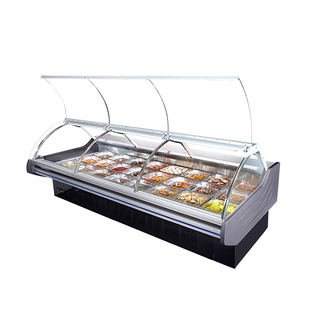 Cửa hàng đồ ăn nấu chín chất lượng cao trong nhà máy/chợ sử dụng tủ trưng bày bảo quản lạnh đồ ăn nấu chín