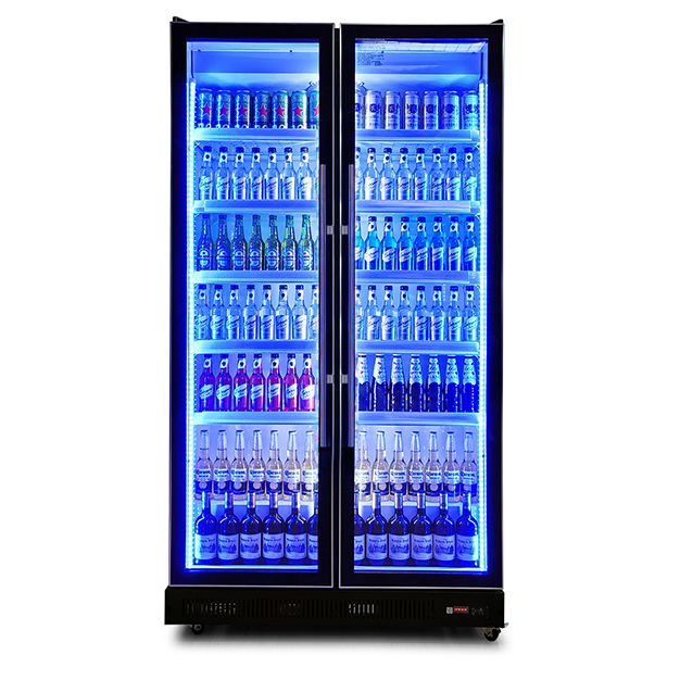 Đường kính thẳng đứng hai cửa đèn LED nhiều rượu vang và đồ uống tủ lạnh hiển thị tủ đông