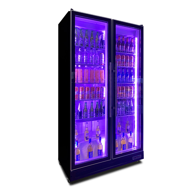 Đường kính thẳng đứng hai cửa đèn LED nhiều rượu vang và đồ uống tủ lạnh hiển thị tủ đông