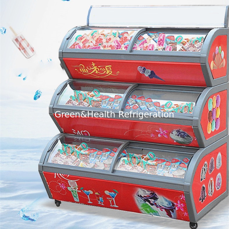 3 Tiers Ice Cream Display Freezer With LED Lighting For frozen treats business