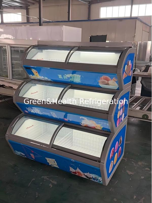 3 Tiers Ice Cream Display Freezer With LED Lighting For frozen treats business