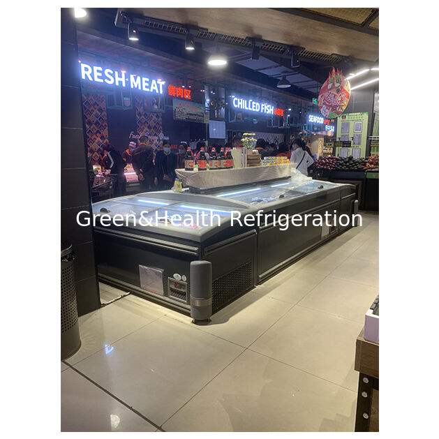 Tủ trưng bày thực phẩm đông lạnh dạng đảo lớn nằm ngang cho siêu thị/cửa hàng