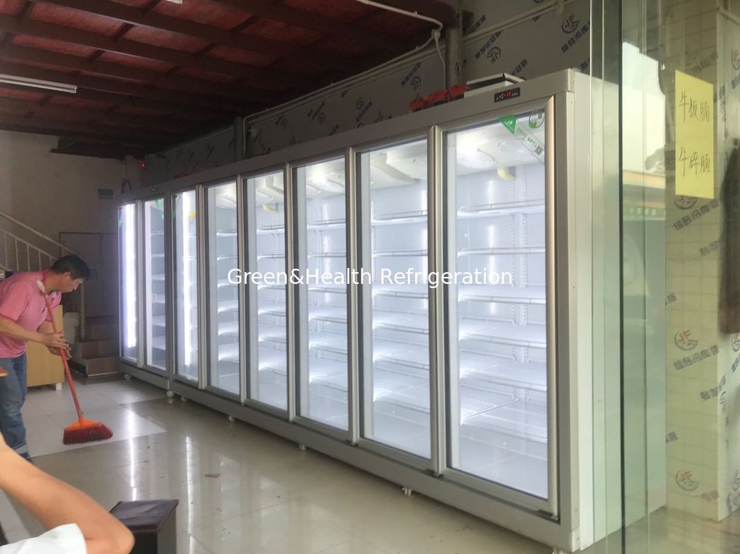 Chuỗi cửa hàng có thể điều chỉnh kệ 2 cửa kính tủ đông lạnh cho thực phẩm đông lạnh với quạt làm mát