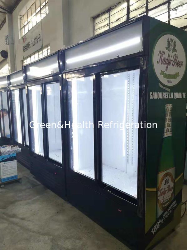 Upright thương mại nước giải khát lạnh giải khát cho cửa hàng bán lẻ với cửa kính