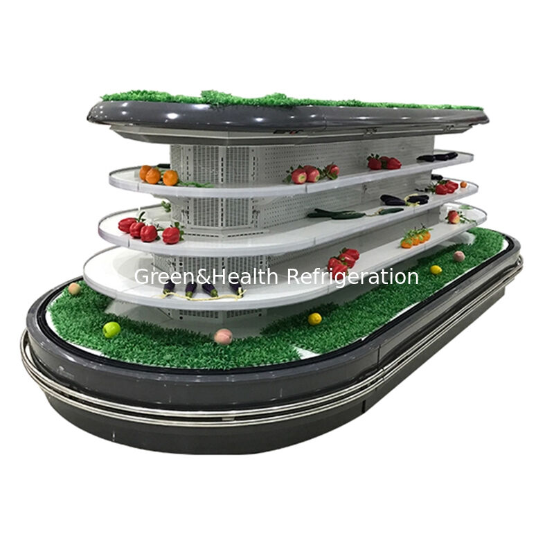 Máy làm mát mở đa tầng thương mại với đèn LED tự động giải nồng và tiết kiệm năng lượng cho màn hình siêu thị