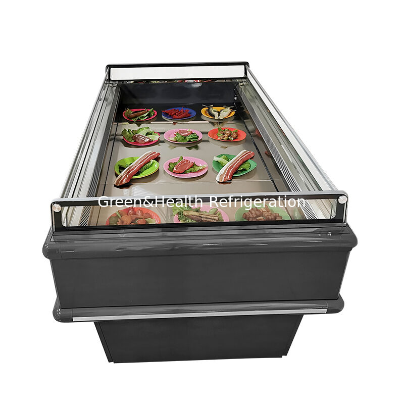 Thị trường Top Open Display Chiller Island Freezer 2000x1130x900mm 2-10°C/-15~-18°C 900/1350W cho thực phẩm đông lạnh