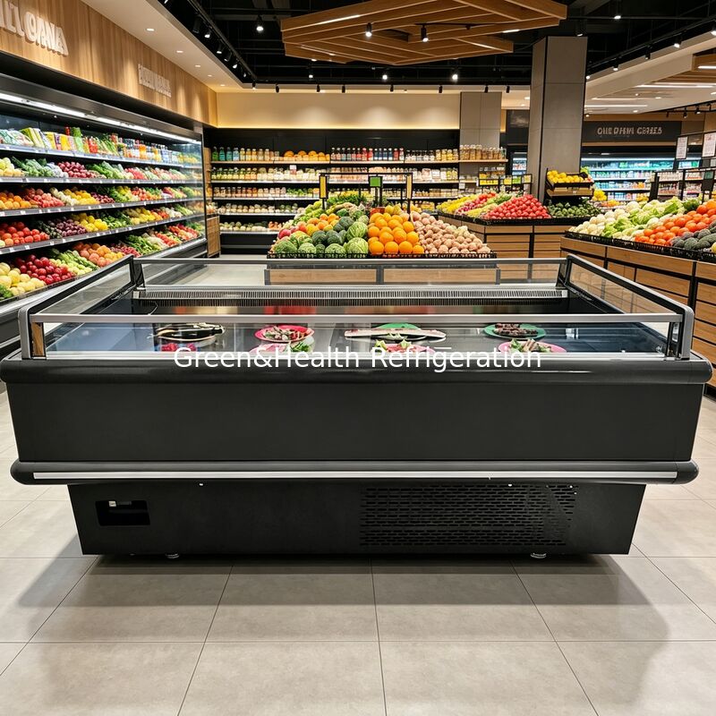 Thị trường Top Open Display Chiller Island Freezer 2000x1130x900mm 2-10°C/-15~-18°C 900/1350W cho thực phẩm đông lạnh
