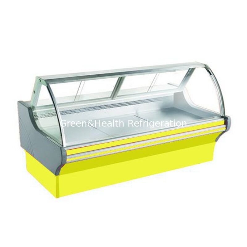 Tủ lạnh hiển thị thực phẩm nấu chín theo chiều ngang thương mại với đèn LED và làm mát thông gió trong xây dựng thép không gỉ