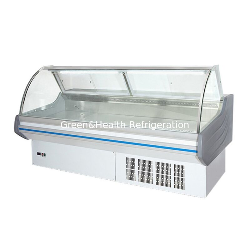 Tủ lạnh hiển thị thực phẩm nấu chín theo chiều ngang thương mại với đèn LED và làm mát thông gió trong xây dựng thép không gỉ