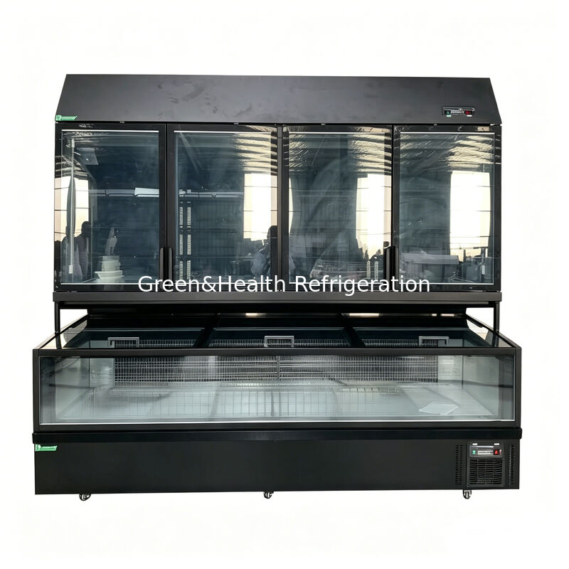 Máy đông đảo chức năng kép với thép không gỉ / kính bên ngoài và dung lượng 850L cho màn hình siêu thị