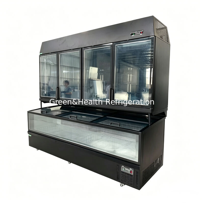 Máy đông đảo chức năng kép với thép không gỉ / kính bên ngoài và dung lượng 850L cho màn hình siêu thị