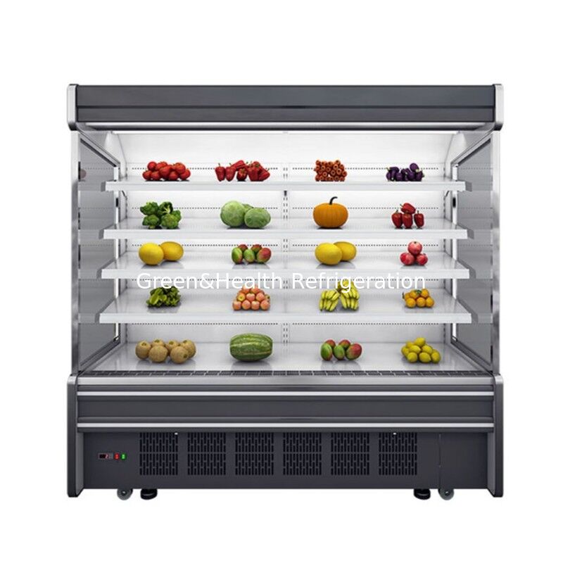 Tủ đông thương mại loại hiển thị mở với kệ 5 lớp được xây dựng bằng máy nén và kết cấu thép không gỉ