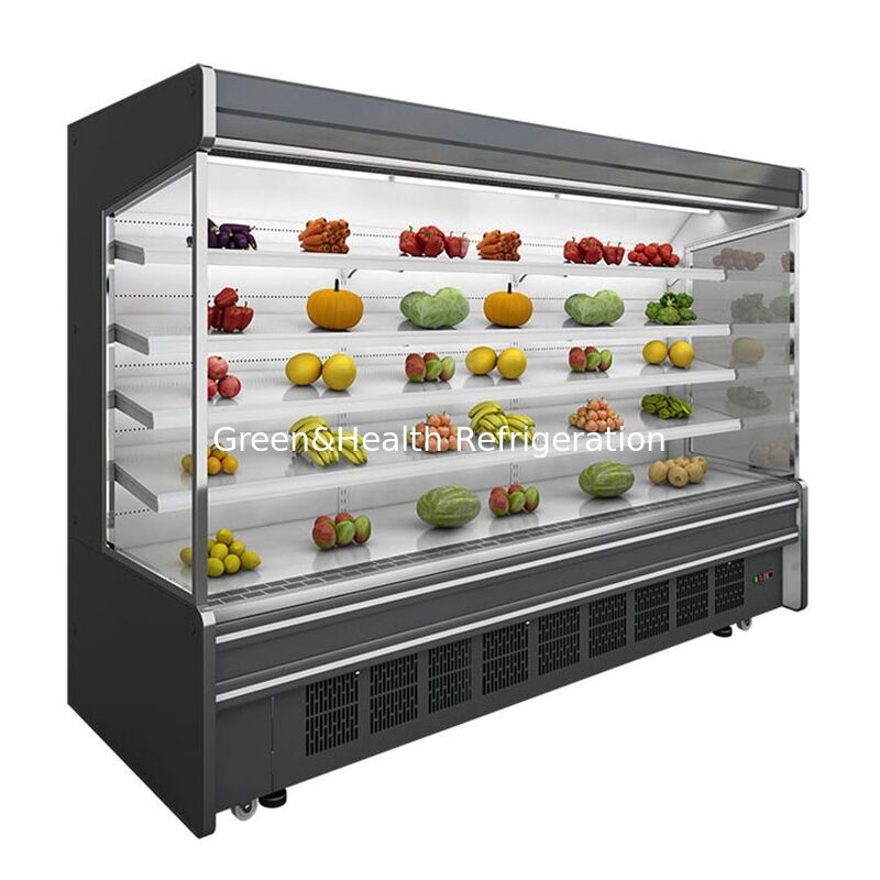 Tủ đông thương mại loại hiển thị mở với kệ 5 lớp được xây dựng bằng máy nén và kết cấu thép không gỉ