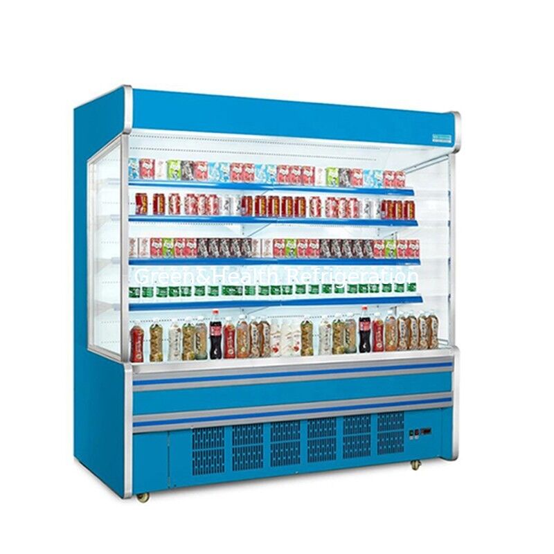 Tủ đông thương mại loại hiển thị mở với kệ 5 lớp được xây dựng bằng máy nén và kết cấu thép không gỉ