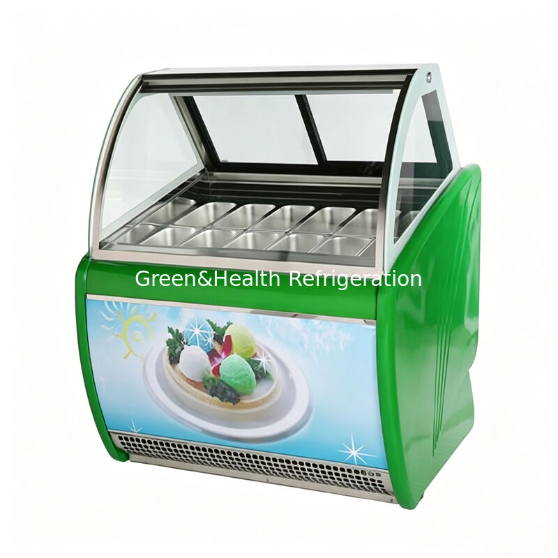 Tủ đông trưng bày kem bằng thép không gỉ với bộ điều khiển nhiệt độ có thể điều chỉnh và kính chống sương mù ba lớp