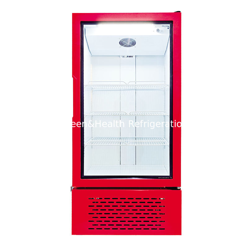 Fan Cooling Auto Defrost 273L Commercial Upright Beverage Display Refrigerator with Glass Door