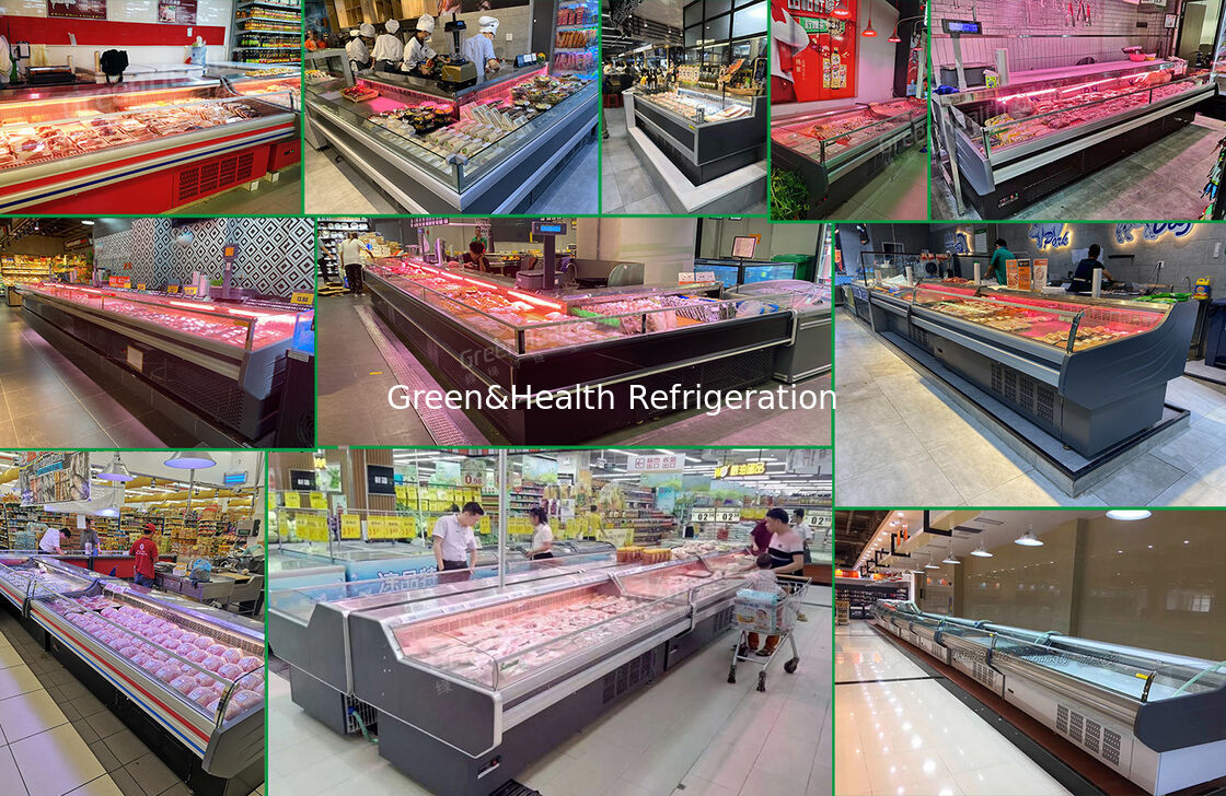 800L Stainless Steel Horizontal Open Display Freezer cho máy lạnh thịt Tủ đông thương mại