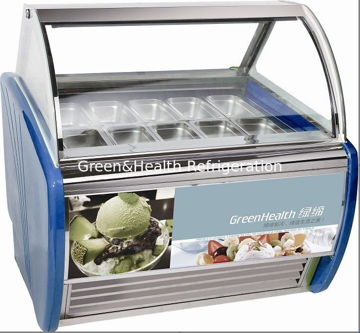 10/12/14/16/18 Thùng đông lạnh Gelato Blue Hard Ice Cream Display Freezer