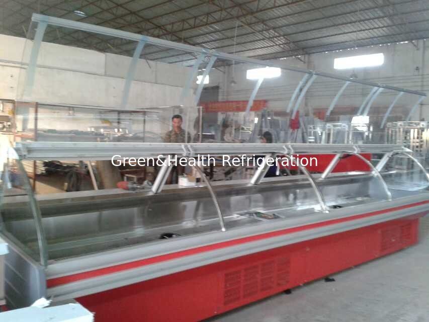 Cửa hàng mở màn hình máy làm mát R22 / R404a, bánh xe Tủ lạnh trưng bày bánh xe có đèn led