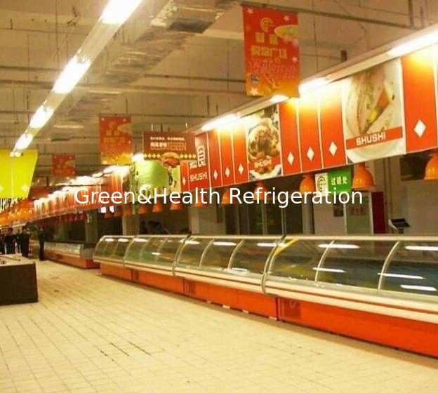 Cửa hàng mở màn hình máy làm mát R22 / R404a, bánh xe Tủ lạnh trưng bày bánh xe có đèn led