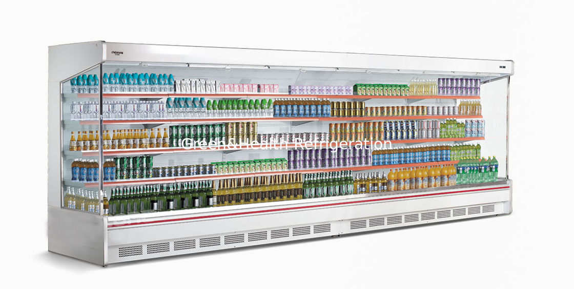 mở showcase chiller hiển thị nhiều tầng máy làm lạnh mở