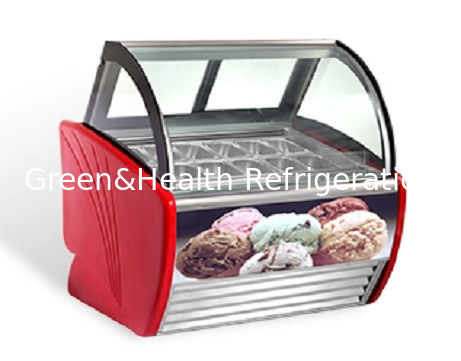 Đỏ Xanh Đen Màu Đen Curved cửa trượt Ice Cream hiển thị Tủ đông