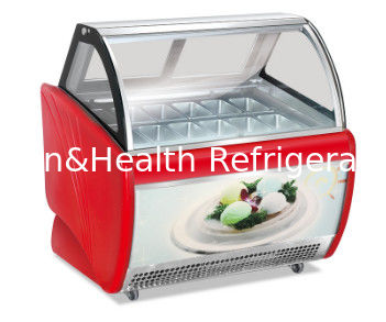 Đỏ Xanh Đen Màu Đen Curved cửa trượt Ice Cream hiển thị Tủ đông