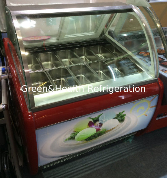 Kích thước chảo 325 * 176 * 100mm Thép không gỉ tùy chỉnh màn hình kem đông lạnh