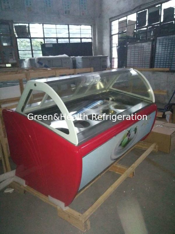 Máy đông hiển thị kem thương mại tiết kiệm năng lượng với đầu kính cong và máy nén Danfoss