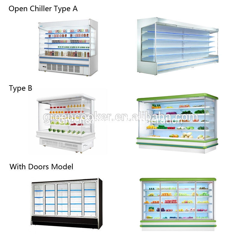 Trung Quốc Nhà sản xuất Siêu thị Tủ lạnh Kích thước tùy chỉnh Mở Chiller Khuyến mãi Fuit Showcase