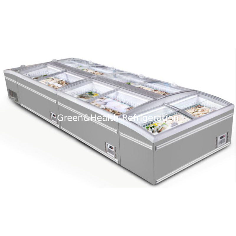 Máy đông đảo ngực thương mại với cửa kính trượt và tự động tan băng với máy nén Danfoss