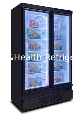 Màu đen 1 2 3 Cửa kính Tủ đông Tủ lạnh Siêu thị để Bảo quản Thực phẩm