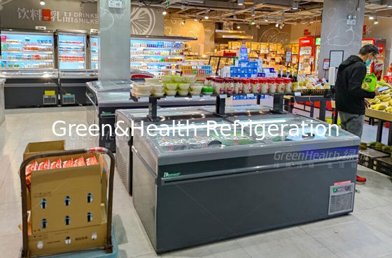 Chest Deep Island Tủ đông trưng bày Cửa kính trượt thương mại Đầu cắm vào