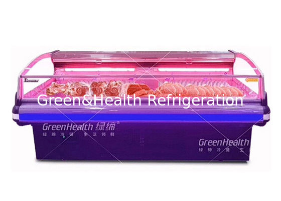 Siêu thị làm mát bằng quạt Mở tủ đông trưng bày thịt cho cửa hàng bán thịt