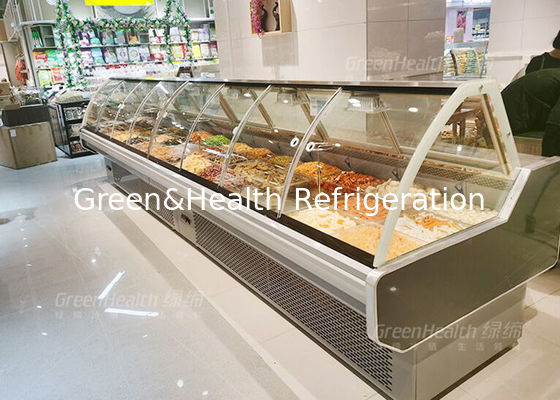 Tủ lạnh trưng bày thực phẩm nấu chín khối lượng lớn với cửa trượt 4 bánh xe vạn năng