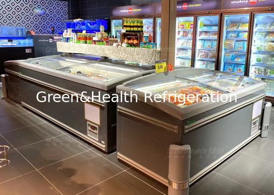 Làm lạnh trực tiếp Tủ đông đảo cánh trên bằng kính -22C Dung tích lớn 850L