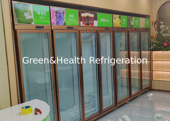 Siêu thị Cửa kính Hiển thị thẳng đứng Tủ lạnh Đồ uống Tủ lạnh 452L