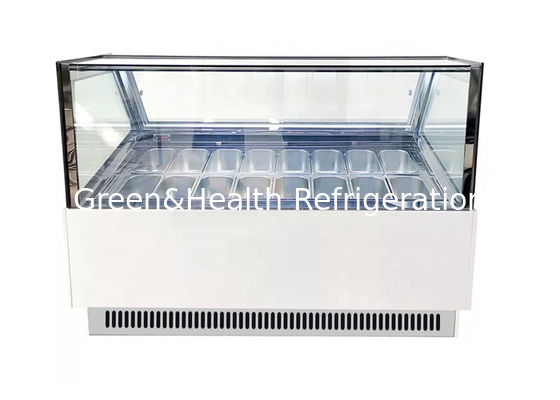 Màu trắng Gelato Patisserie Ice Cream Display Freezer 16 18 chảo