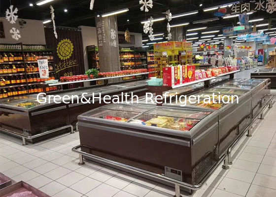 OEM Sliding Glass Door Display Island Chest Freezer 850L Lạnh tĩnh