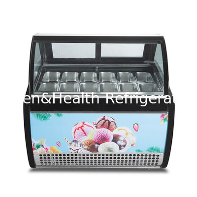 10/12/14/16/18 Thùng đông lạnh Gelato Blue Hard Ice Cream Display Freezer