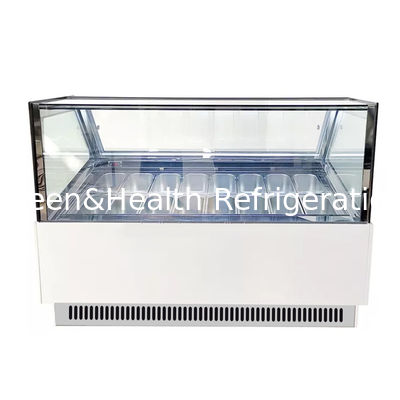 Thiết kế Ý Pozzetti Ice Cream Gelato Glass Display Freezer Với GN Pans